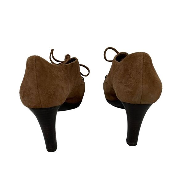 Anne Klein Light Brown Suede Leather zipper Lace Up Ankle Booties With Heels - Picture 6 of 12